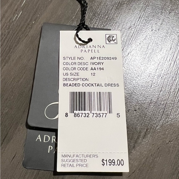 NWT Adrianna Papell White Beaded Sheath Dress - Picture 6 of 6